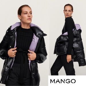 MANGO Quilted Puffer Winter Jacket 'Aspen' Shiny Black size S